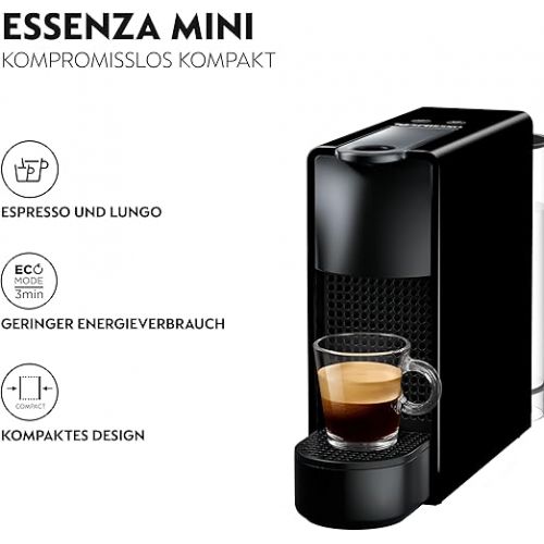  Krups Nespresso XN1108 Essenza Mini coffee capsule machine, 1260 watts, black, 0.6 liters