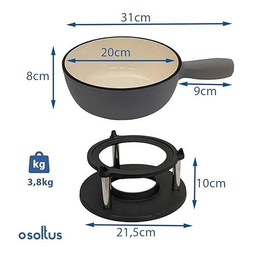  osoltus Fondue Cheese Fondue Cast Iron (Light Grey)