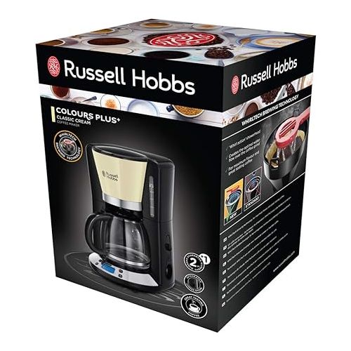  Russell Hobbs Colours+ Digital Coffee Machine Cream Programmable Timer, cream