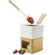 ROMINOX Gift Item Chocolate Fondue // Dolce with Pot, Warmer, Tea Light Holder and 4 Pikers in Various Grey Shades Including Cheese Fondue or Meat Fondue; Approx. 11 x 11 x 15 cm
