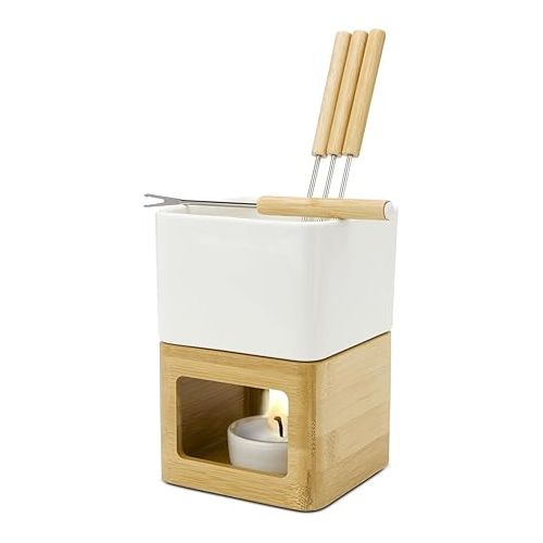  ROMINOX Gift Item Chocolate Fondue // Dolce with Pot, Warmer, Tea Light Holder and 4 Pikers in Various Grey Shades Including Cheese Fondue or Meat Fondue; Approx. 11 x 11 x 15 cm