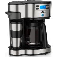 Hamilton Beach Coffee Machine with Dual Brewing System, with Travel Mug, up to 12 Cups of Coffee, Programmable Filter Coffee Machine, Fully Automatic Coffee Machine, 1.8 Litres, Black (49980A-CE)