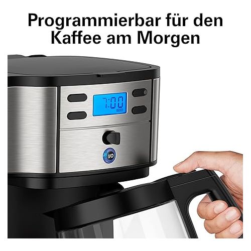  Hamilton Beach Coffee Machine with Dual Brewing System, with Travel Mug, up to 12 Cups of Coffee, Programmable Filter Coffee Machine, Fully Automatic Coffee Machine, 1.8 Litres, Black (49980A-CE)