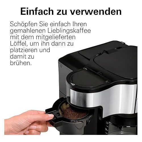  Hamilton Beach Coffee Machine with Dual Brewing System, with Travel Mug, up to 12 Cups of Coffee, Programmable Filter Coffee Machine, Fully Automatic Coffee Machine, 1.8 Litres, Black (49980A-CE)