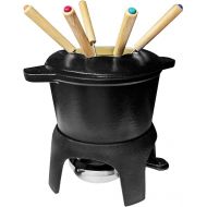 osoltus Fondue Suitable for Cheese and Meat Fondue Set for 6 People Cast Iron Black Enamel