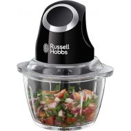 Russell Hobbs Mini Electric Chopper [Glass Jar incl. Storage Lid] Matt Black (500ml, Vegetable Chopper, Blender, Multi & Universal Chopper for Vegetables, Fruit & Meat) 24662-56