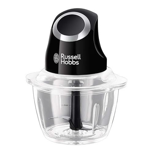  Russell Hobbs Mini Electric Chopper [Glass Jar incl. Storage Lid] Matt Black (500ml, Vegetable Chopper, Blender, Multi & Universal Chopper for Vegetables, Fruit & Meat) 24662-56