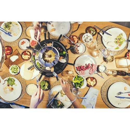  SEVERIN Raclette-Fondue-Kombination, 1900 W, Raclette fur 8 Personen mit Grillstein, 2-in-1-Kombination aus Raclette und Fondue mit 8 Pfannchen, Schabern und Fondue-Gabeln, RG 2348, 22