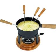 Boska Fondue Set Pro - 4 Personen - Kasefondue Teelichter mit Stil - 1,2 L Inhalt fur 875 gr Geschmolzenen Kase [ink. Fonduegabeln] [Stabile, Eichenholz und Edelstahl]