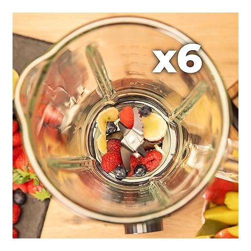  Cecotec Standmixer Power Black Titanium 2200MAX Smooth, 2200 W maximale Leistung, 6 Klingen aus Edelstahl, Ice-Crush-Funktion, Turbo- und Smoothie-Funktion, AutoClean-Funktion