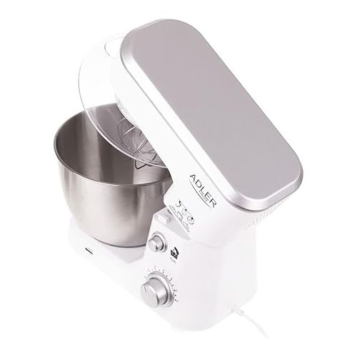  ADLER EUROPE Kneading Machine, 4 Litres, Adjustable Speed, 1000 W, White, Rustproof Stainless Steel