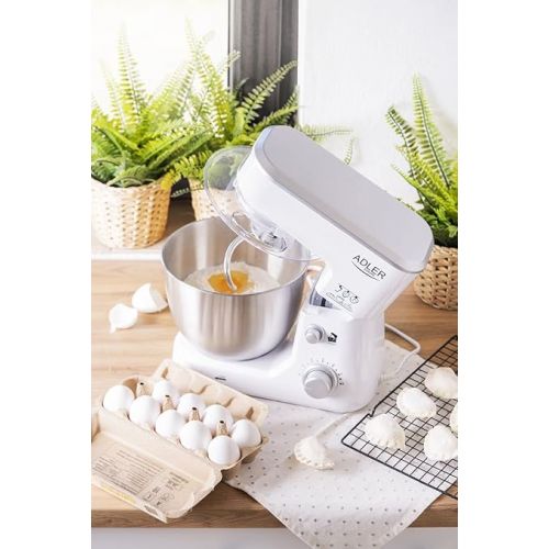  ADLER EUROPE Kneading Machine, 4 Litres, Adjustable Speed, 1000 W, White, Rustproof Stainless Steel