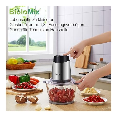  Biolomix Multi Chopper 500 Watt Powerful Motor, 2 Litre Glass Container, 4-Blade Special Stainless Steel Blade (P6001)