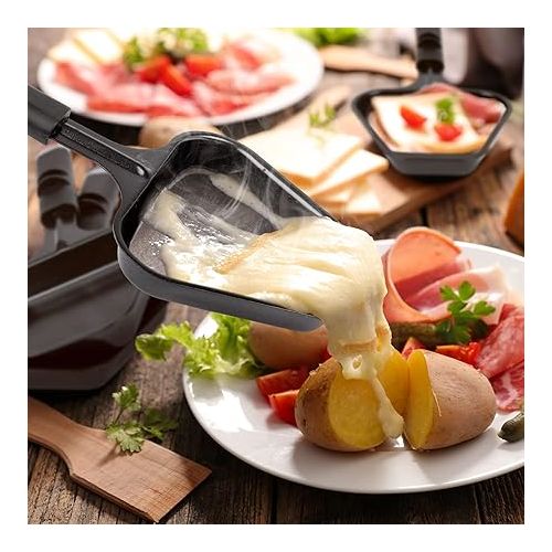  ProfiCook Raclette Fondue Combination for 8 People, 2-in-1 Electric Table Grill Set Including Spatula, Pans, Forks, Natural Stone, Cheese Fondue and Chocolate Fondue, RG/FD 1245, 501245, Stainless