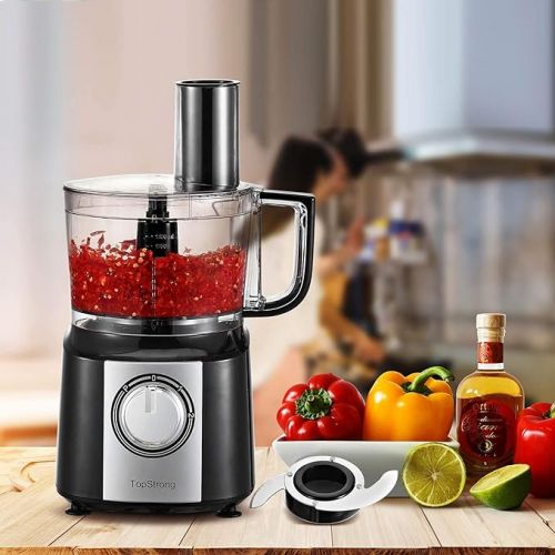  TopStrong Food Processor, 800 W Food Processor Chopper, 2 L Food Processor, Multi-Chopper, Compact Food Processor Including 3 Cutting Discs, Chopper, Kneading Machine, Whisk, Whisk