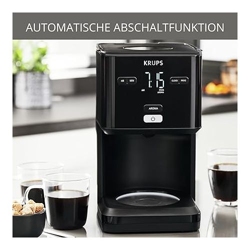  Krups KM6008 Smart'n Light Filter Coffee Machine | Intuitive Display | 1.25 l Capacity For Up To 15 Cups Of Coffee | Auto-Off Function | Anti-Drip System | 24-Hour Timer | Black