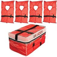 Absolute Outdoor Kent Clear Storage Bag with Type II Life Jackets, 4 Each (Adult, Orange)