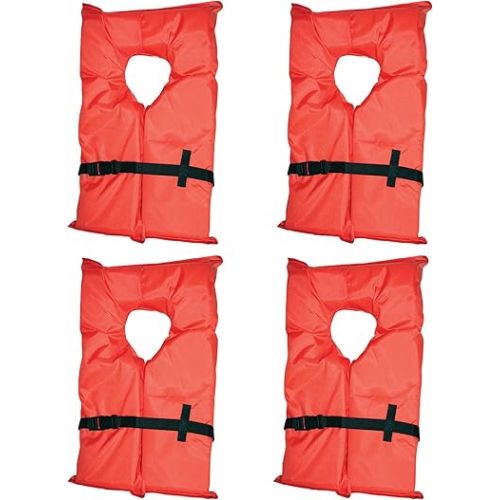  Absolute Outdoor Kent Clear Storage Bag with Type II Life Jackets, 4 Each (Adult, Orange)