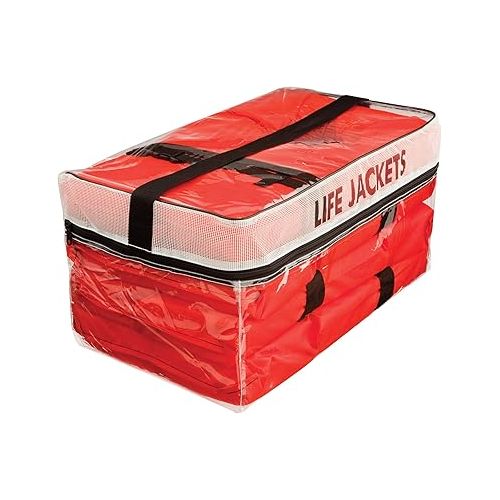  Absolute Outdoor Kent Clear Storage Bag with Type II Life Jackets, 4 Each (Adult, Orange)