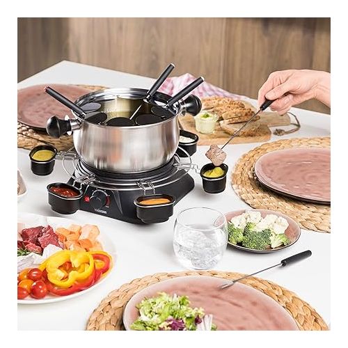  Tristar FO-1109 Fondue 1400W 8 Fonduegabeln Schwarz, Edelstahl