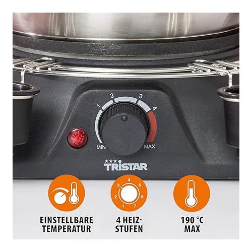  Tristar FO-1109 Fondue 1400W 8 Fonduegabeln Schwarz, Edelstahl