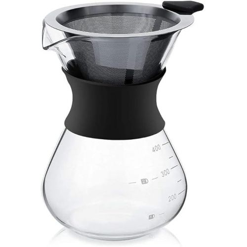  Pour Over Coffee Maker 400 ml, Coffee Machine, Coffee Brewer for Filter Coffee, Permanent Filter, Coffee Trip Brewer