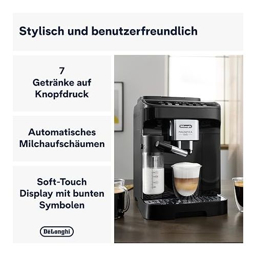  De'Longhi Magnifica Evo ECAM 292.81.B Fully Automatic Coffee Machine with LatteCrema Milk System, 7 Direct Selection Buttons for Cappuccino, Espresso and Other Coffee Specialities, 2-Cup Function,