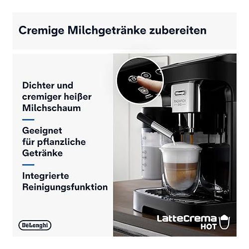  De'Longhi Magnifica Evo ECAM 292.81.B Fully Automatic Coffee Machine with LatteCrema Milk System, 7 Direct Selection Buttons for Cappuccino, Espresso and Other Coffee Specialities, 2-Cup Function,