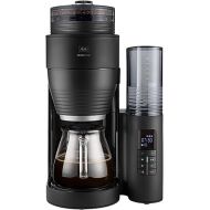 Melitta AromaFresh X - Filter Coffee Machine - Integrated Grinder - with Glass Jug - Adjustable Grinder - Drip Stop - 10 Cups - Black/Silver (1030-06)