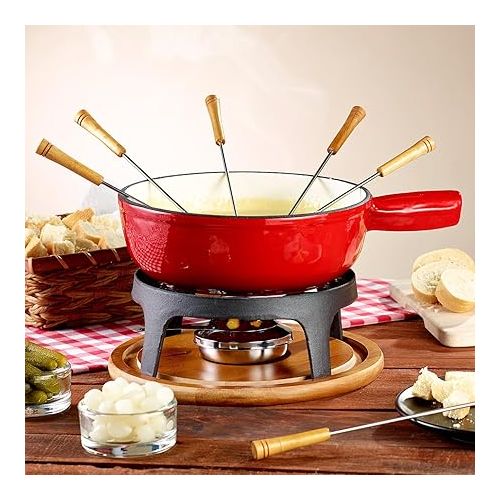  Rosenstein & Sohne fondue set: cheese fondue set made of enamelled cast iron, diameter 24 cm (cheese fondue pot)