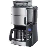 Russell Hobbs Grind & Brew 25610-56 Coffee Machine with Grinder, Glass Jug for up to 10 Cups, Digital Programmable Timer, 3-Level Grind Settings, 1000 W, Filter Coffee Machine for Coffee Beans, Grey