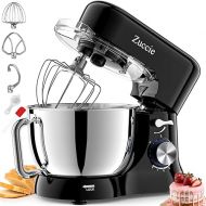 Zuccie Food Processor, Quiet Mixing Machine Including 4.8 L Stainless Steel Bowl, 3 Mixing Tools, Splash Guard, Dough Scraper and Egg Separator, 8+P Speed Dough Machine (Black)