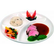 getgastro Set of 6 fondue plates, raclette plates, grill plates, 24 cm diameter with 4 compartments, porcelain
