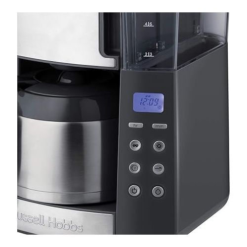  Russell Hobbs Grind & Brew 25620-56 Coffee Machine with Grinder, Thermal Jug, 10 Cups, Digital Programmable Timer, 3-Level Grind Settings, 1000 W, Filter Coffee Machine for Coffee Beans