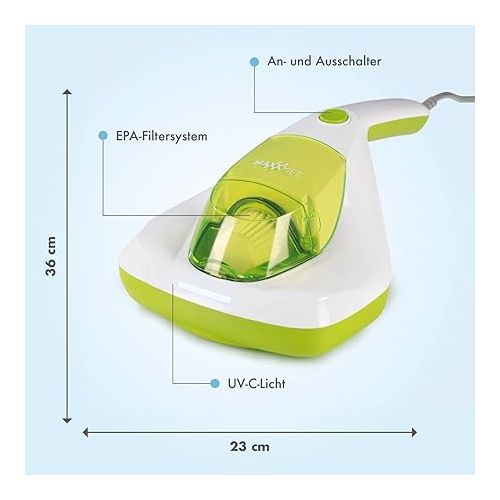  Maxxmee Mite Handheld Vacuum Cleaner, Anti-mite Vacuum Cleaner with UV-C Light, Destroys 99.9% of All Mites, Includes HEPA Filter and 250 ml Dust Container (Mattress Vacuum Cleaner/Limegreen)