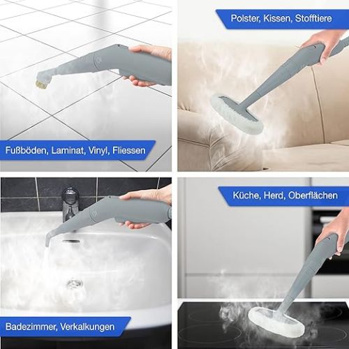  LEBENLANG Electric Steam Cleaner Handheld Steam Cleaner - 1000 W & 300 ml + 10 x Accessories | Hand Steam Cleaner Steam Cleaner Car Hot Air Joint Cleaner for Bathroom Tiles and Grout Device Upholstery