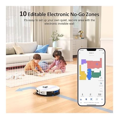  Lubluelu Robot Vacuum Cleaner with Wiping Function 3-1, 4000Pa Vacuum Cleaner Robot Laser Navigation with 5 Cards, 55 dB Robot Vacuum Cleaner with App Control, Ideal for Pet Hair, Carpets, Hard