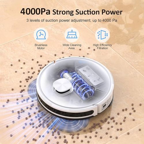 Lubluelu Robot Vacuum Cleaner with Wiping Function 3-1, 4000Pa Vacuum Cleaner Robot Laser Navigation with 5 Cards, 55 dB Robot Vacuum Cleaner with App Control, Ideal for Pet Hair, Carpets, Hard