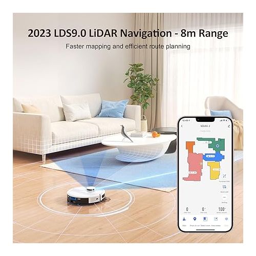  Lubluelu Robot Vacuum Cleaner with Wiping Function 3-1, 4000Pa Vacuum Cleaner Robot Laser Navigation with 5 Cards, 55 dB Robot Vacuum Cleaner with App Control, Ideal for Pet Hair, Carpets, Hard