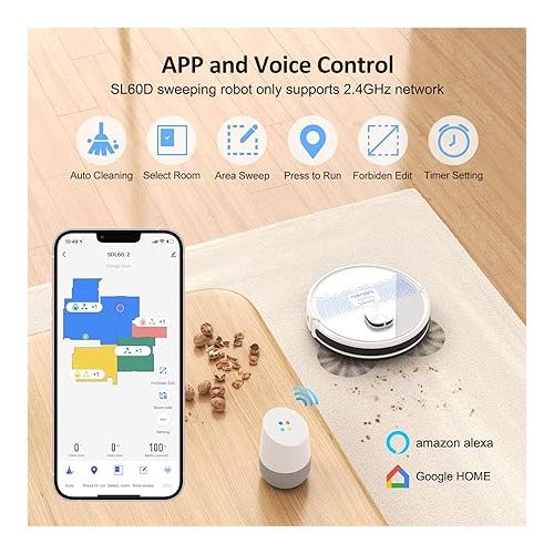  Lubluelu Robot Vacuum Cleaner with Wiping Function 3-1, 4000Pa Vacuum Cleaner Robot Laser Navigation with 5 Cards, 55 dB Robot Vacuum Cleaner with App Control, Ideal for Pet Hair, Carpets, Hard