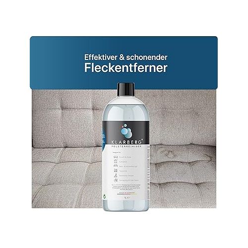  KLARBERG® Upholstery Cleaner Concentrate, Strong Textile Cleaner for Sofa/Couch/Car Seats/Carpets/Mattresses/Duvet Covers, Suitable for Vacuum Cleaners/Wet Vacuum Cleaners and Cleaning by Hand, 1L