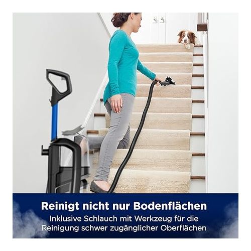  BISSELL - Revolution HydroSteam - Carpet Cleaner - For Stubborn Sticky Dirt & Dirt - With Cable - For Carpets, Upholstery, Stairs - 77 dBa - Black, Titanium, Blue - 3670N