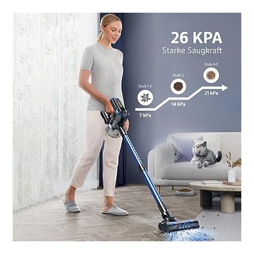  miwa Cordless Vacuum Cleaner - Bagless - 250 Watt Bagless Handheld Vacuum Cleaner - Ideal for Seniors as a Turbo Vacuum Cleaner Car, Pet Hair Remover - Lots of Practical Accessories