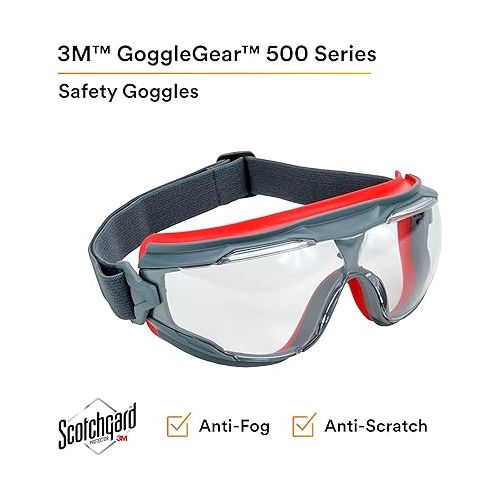  3M GoggleGear 500 Series GG501SGAF, Clear Scotchgard Anti-fog lens
