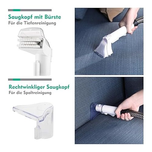  HAUSHOF Vacuum Cleaner Carpet Cleaner, Stain Cleaner for Carpet, Sofa, Rug, Upholstery, Stairs, Car, 28.5 cm x 15 cm x 26.5 cm, 400 W, 85 dB, White/Grey