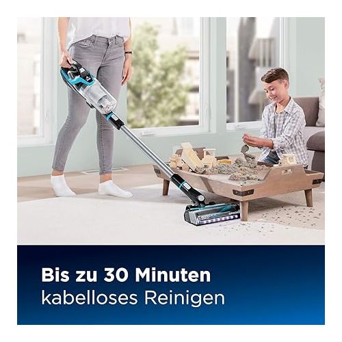  BISSELL 21 MultiReach Active 21V 2-in-1 Stick and Handheld Vacuum Cleaner, Wireless, Bagless, 2907N, Disco Teal/Black