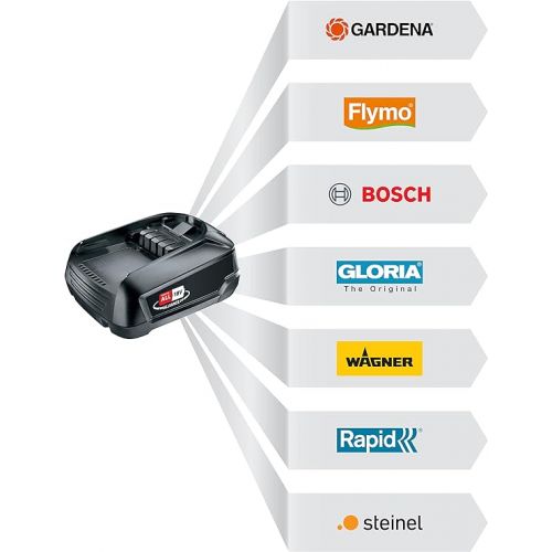  Gardena System Battery P4A PBA 18V/45: accessory for many Gardena garden tools (trimmer, blower and hedge trimmer), 2.5 Ah capacity, charging time is approx. 60 minutes (14903-20)