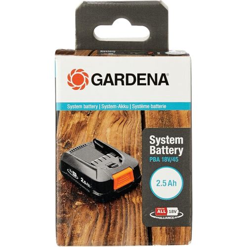  Gardena System Battery P4A PBA 18V/45: accessory for many Gardena garden tools (trimmer, blower and hedge trimmer), 2.5 Ah capacity, charging time is approx. 60 minutes (14903-20)