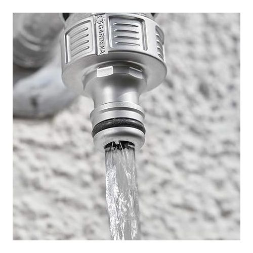  Gardena Premium 18242-20 Tap Connector, 33,3 mm (G 1 inch), High-Quality Metal Tap Adaptor, Splash-Free Flow, Frost-Proof, Packaged
