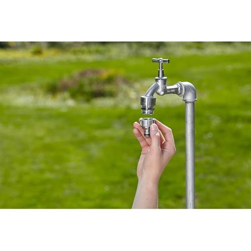  Gardena Premium 18242-20 Tap Connector, 33,3 mm (G 1 inch), High-Quality Metal Tap Adaptor, Splash-Free Flow, Frost-Proof, Packaged